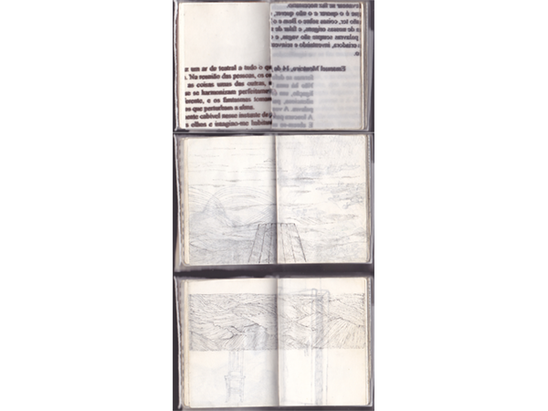  Figura 3 – Emanuel Monteiro, Livro de navegações, 2012-2013, nanquim sobre livro, 330 páginas, 7,5 x 5,5 x 5 cm.